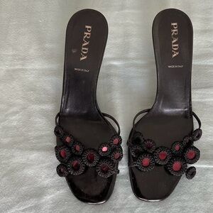 Vintage Prada Mirrored Black Heels